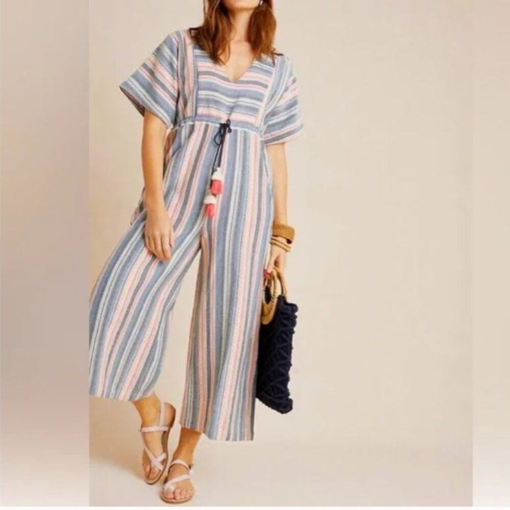 Anthropologie The Odells Monroe Jumpsuit Sz S Beachy Coastal Boho Resort